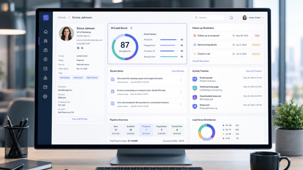 AI CRM tools for managing clients and leads