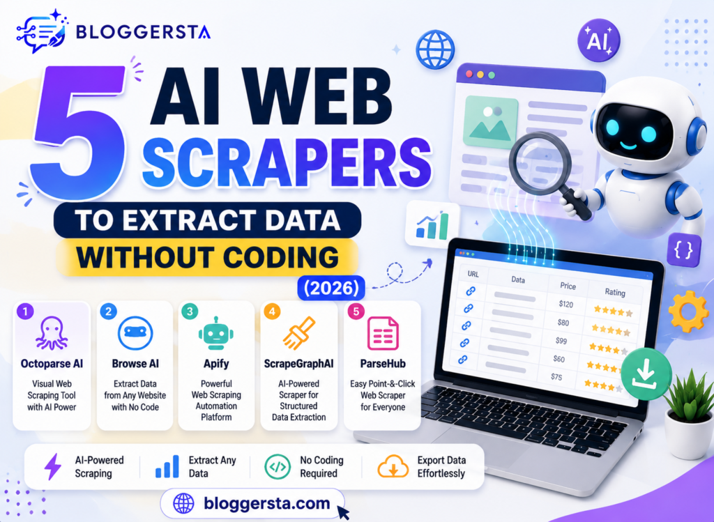 AI web scraper tools for extracting data from websites without coding, helping users collect and organize information easily in 2026.