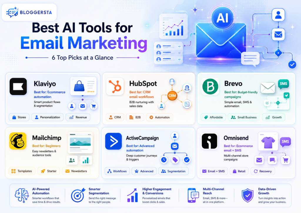 This infographic covers the best ai marketing tools for email campaigns in one quick view. It shows who each tool fits best, where free access may help, and where the catch usually hides. Because, let’s be honest, there is always a catch.