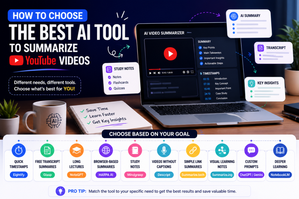A Complete answer to how to choose best ai tools to summarize youtube videos
