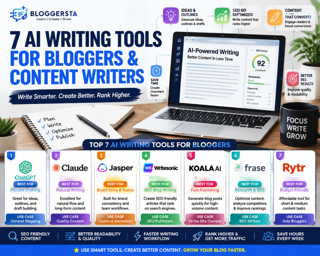7 AI Writing Tools for Bloggers and Content Writers