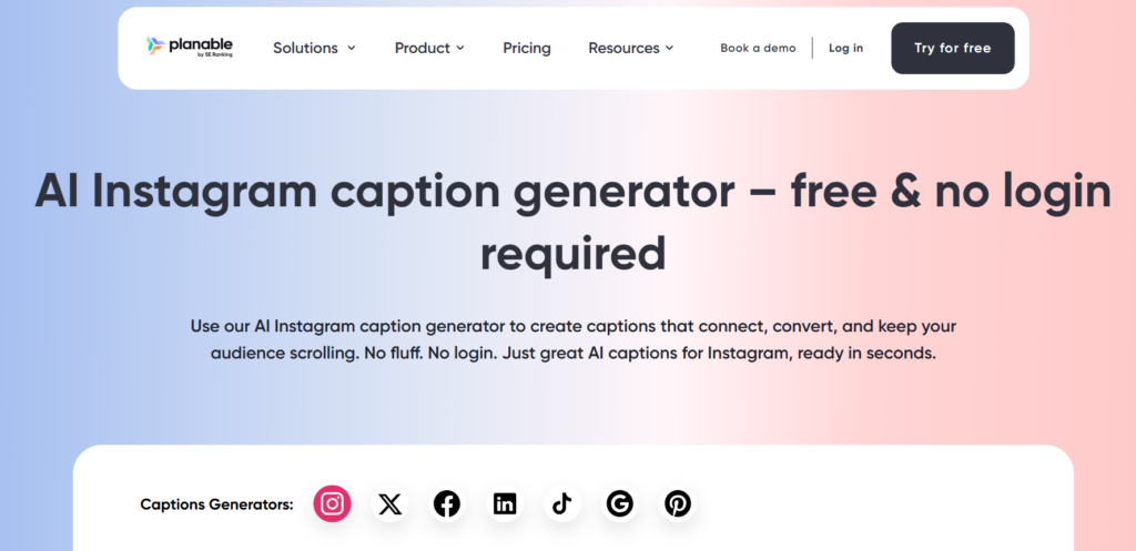 Planable best AI caption generators for Instagram and TikTok