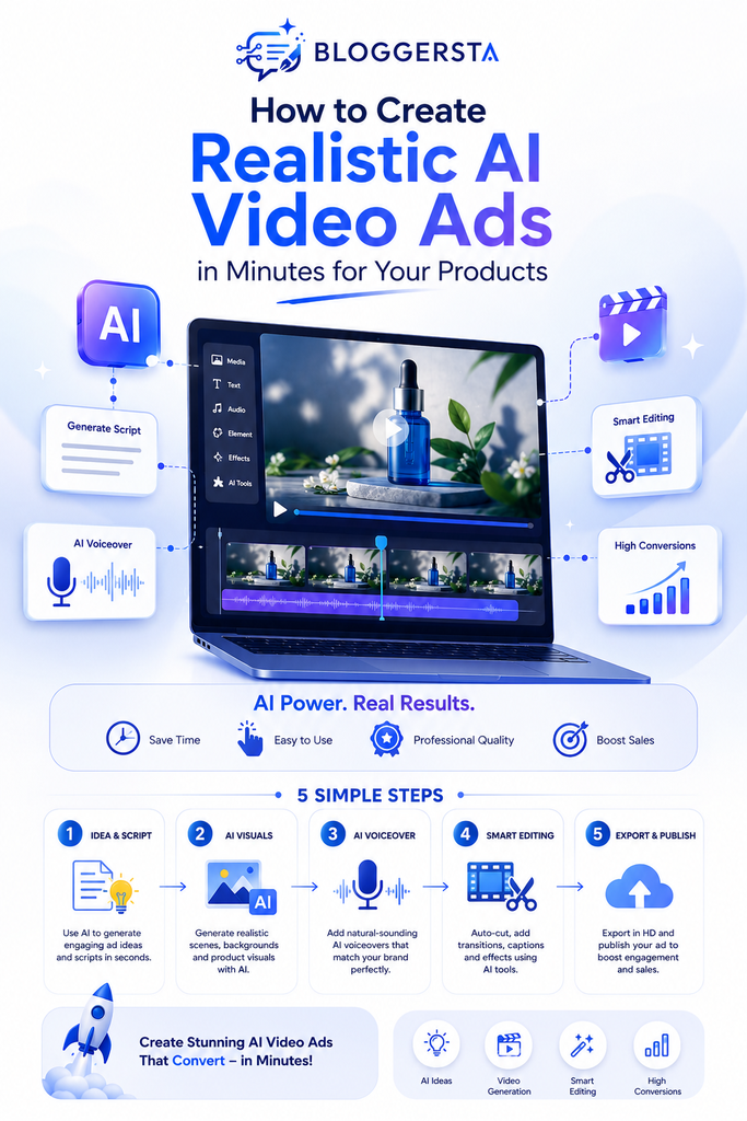 Realistic AI video ads creation with AI tools for product marketing
