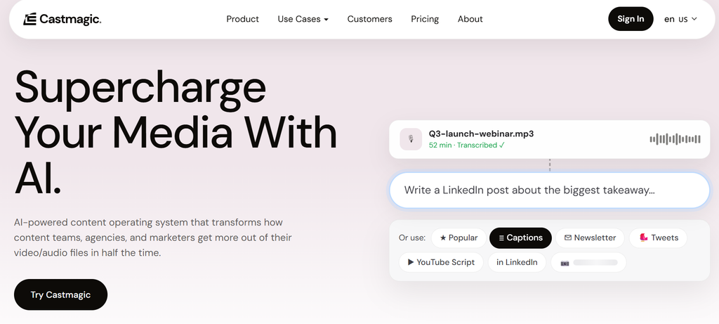 castmagic AI Content Repurposing Tools for Creators and Marketers in 2026
