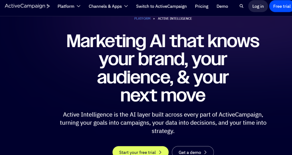 ActiveCampaign is a strong pick for businesses with layered customer journeys. Its AI email automation tools support predictive sending, segmentation, lead scoring and multi-step workflows.