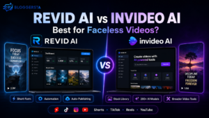 Revid AI vs InVideo AI comparison for faceless videos, showing short-form automation, stock media, AI models, and video creation workflows