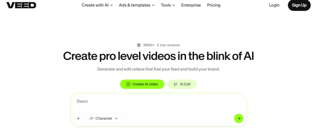 VEED is one of the best AI video generators for TikTok, Instagram Reels and YouTube Shorts in 2026 