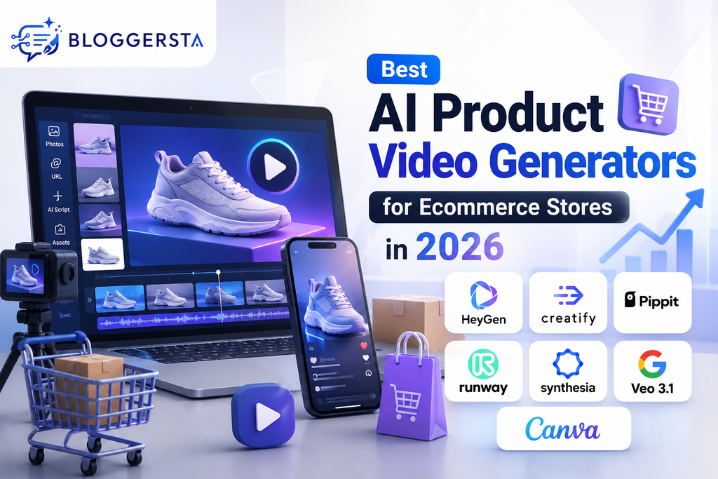 AI product video generators for ecommerce stores in 2026 featuring HeyGen, Creatify, Pippit, Runway, Synthesia, Veo 3.1, and Canva
