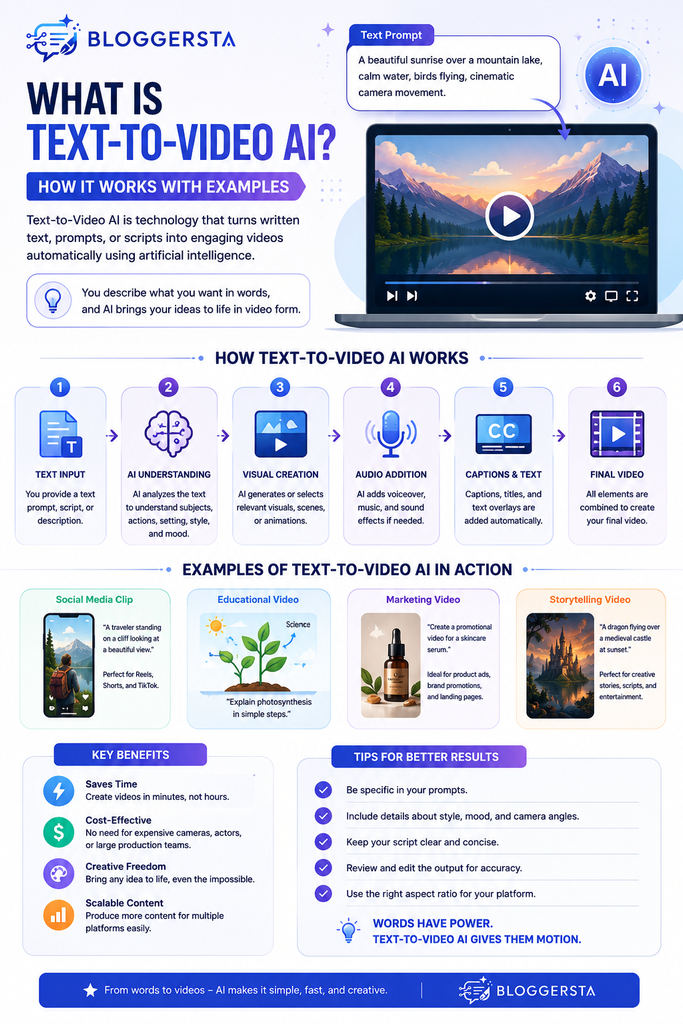 how written prompts become videos, including AI processing, video generation, practical examples, benefits, and prompt-writing tips.