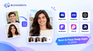 Best AI face swap apps in 2026 featuring Magic Hour, DeepSwap, Reface, FaceFusion, Pica AI, and Photoroom.