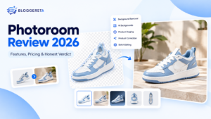 Photoroom Review 2026 featuring AI product photo editing, background removal, AI backgrounds, product staging, product correction, and batch editing for ecommerce.