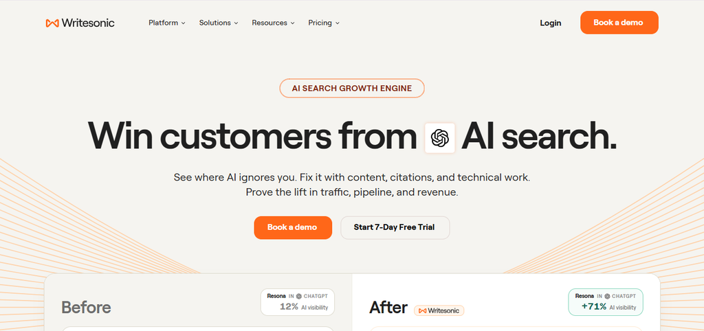 Writesonic AI blog writer dashboard for creating SEO optimized articles