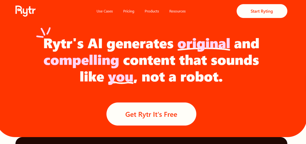 Rytr AI writing tool interface for creating blog drafts
