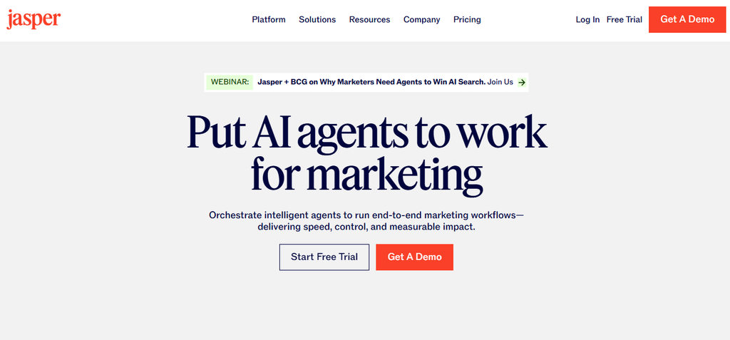 Jasper AI writing platform interface for blog content creation