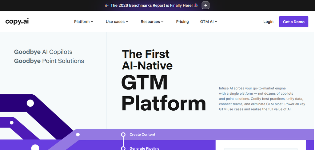 Copy.ai platform for generating and managing AI blog content workflows