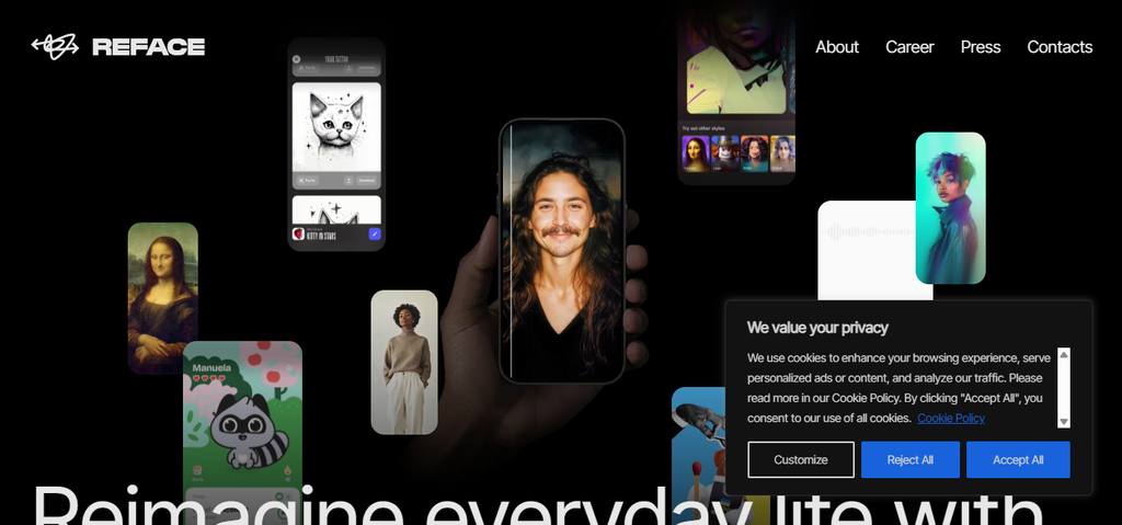 Reface AI face swap app for creating entertaining photos, videos, and GIFs