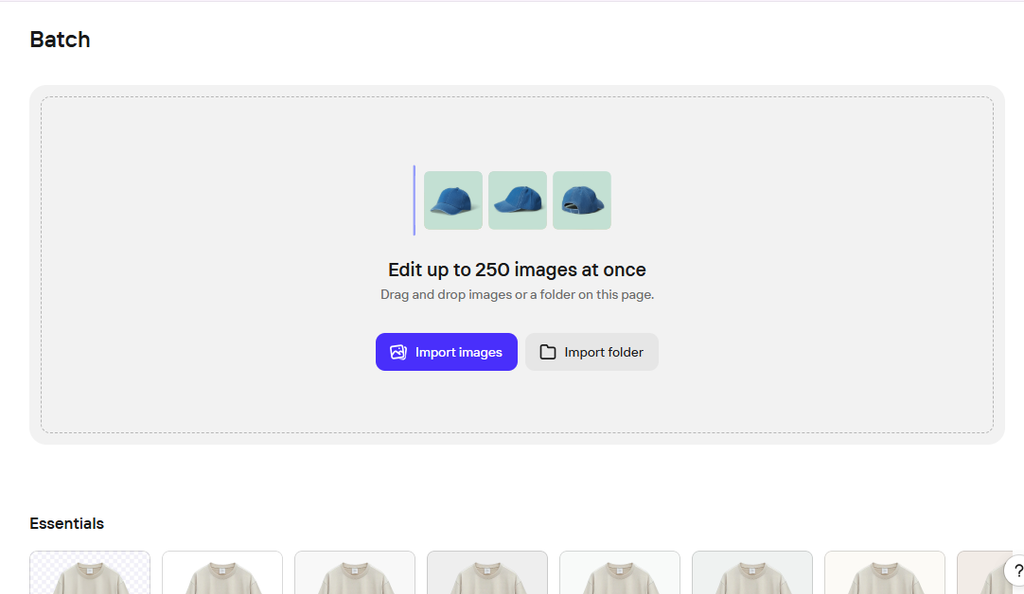 Photoroom batch editing interface for editing multiple product images