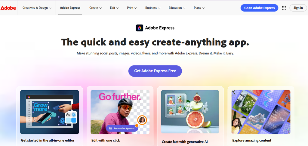 Adobe Express AI background remover tool interface