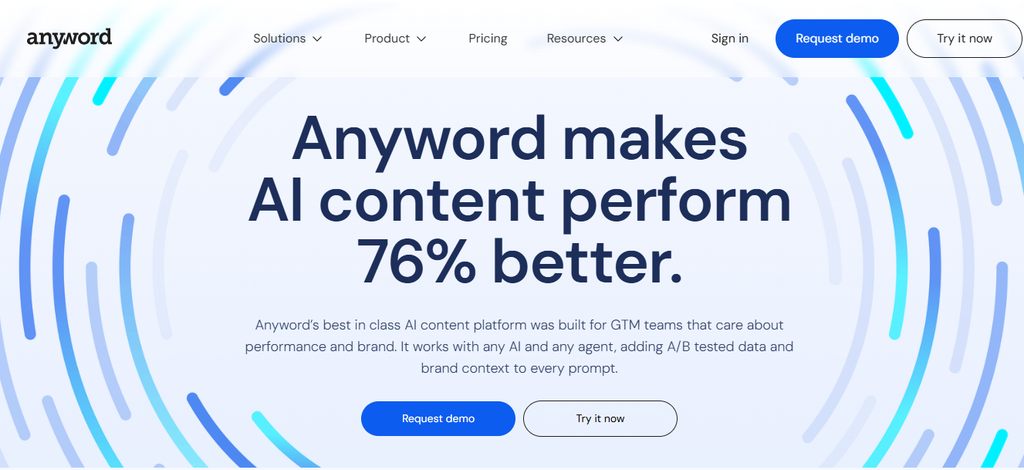Anyword AI writing platform for creating performance focused blog content